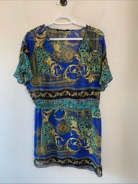 Bianca Nygård Petite Baroque Chain Print Sheer Beach Cover-up